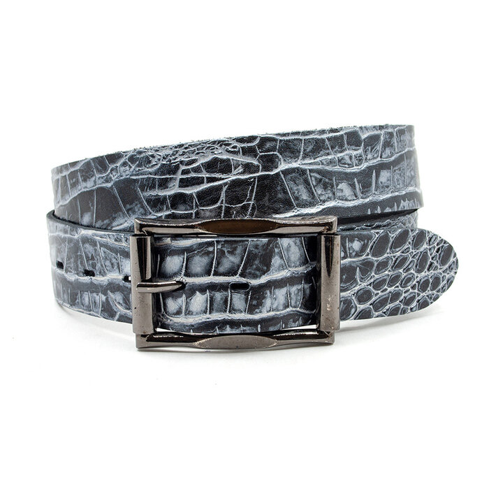 A-Zone Dames riem zwart/zilver kroko