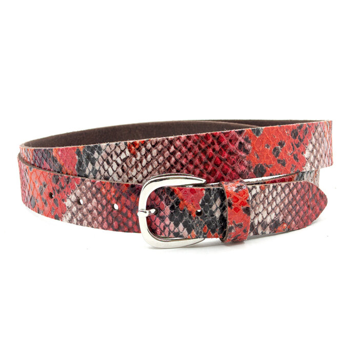 Thimbly Belts Dames riem rood croco print
