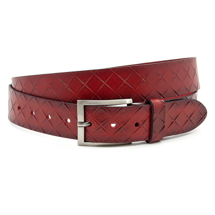 Thimbly Belts Jeansriem rood met ruit patroon