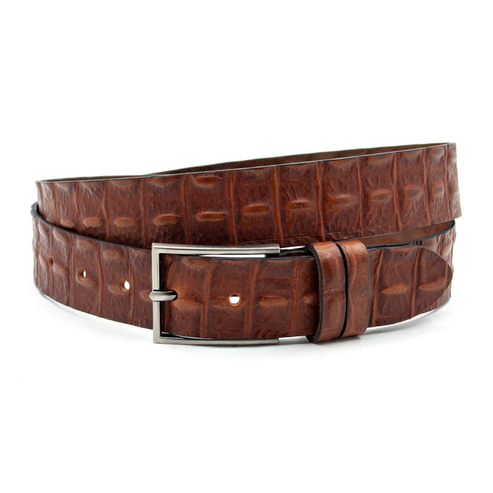 Thimbly Belts Jeansriem donker cognac reptiel print