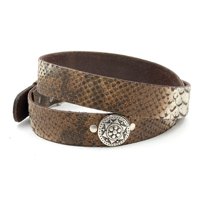 Thimbly Belts Dames riem bruin slangen print