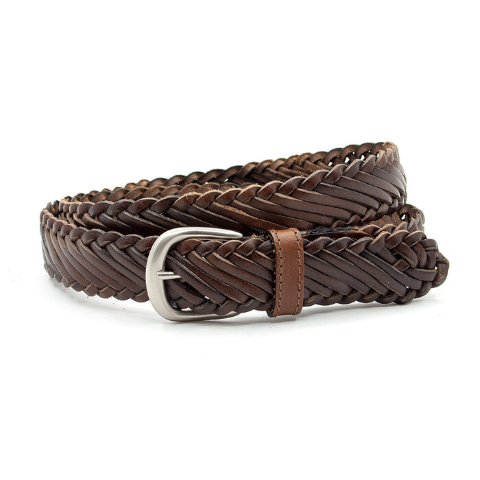 Thimbly Belts Lederen vlecht riem donker bruin
