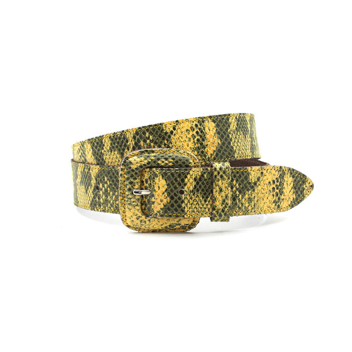 A-Zone Dames riem geel/zwart met slangenprint