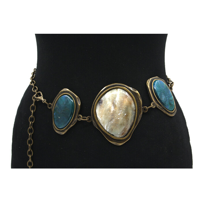 Thimbly Belts Kettingriem brons met stenen