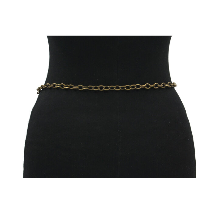 Thimbly Belts Kettingriem brons met stenen