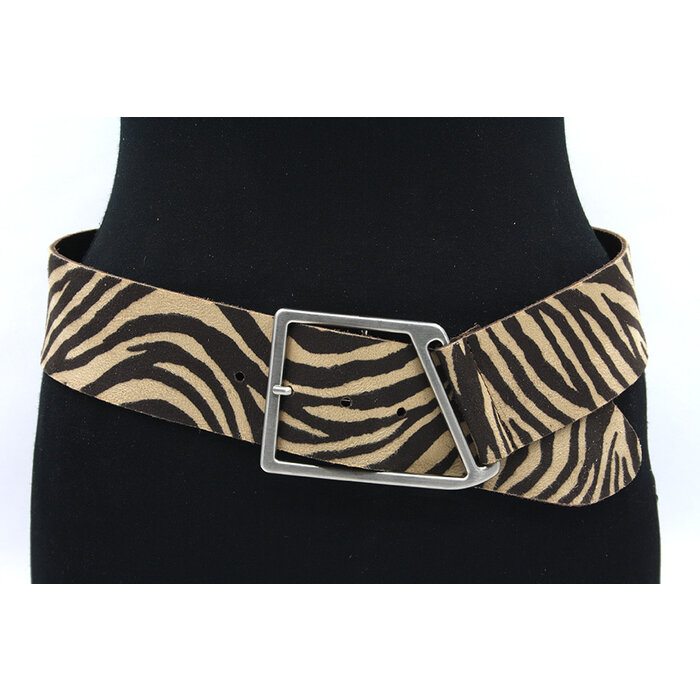 Thimbly Belts Dames brede heupriem beige/bruin zebra