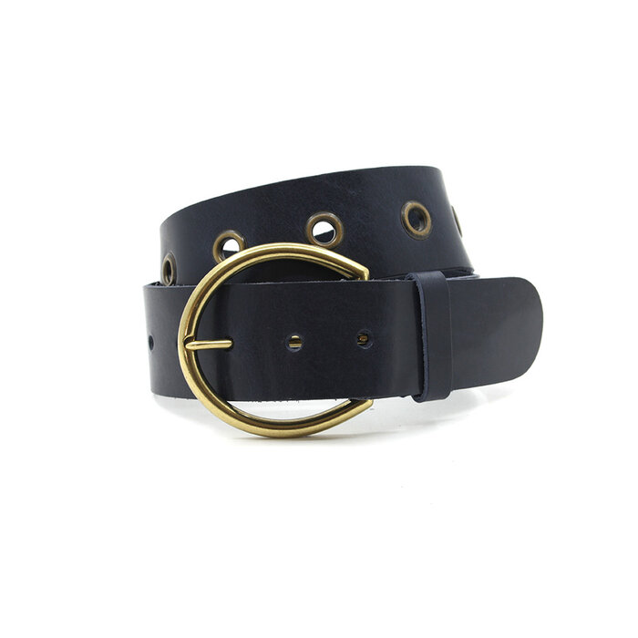 Thimbly Belts Dames afhangceintuur navy met ringen
