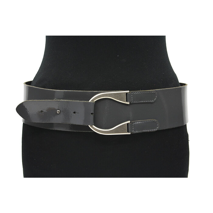 Thimbly Belts Dames afhangriem donkergrijs lakleder