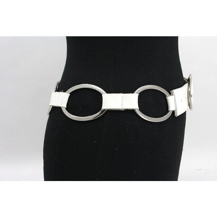 A-Zone Dames heupriem wit met ringen