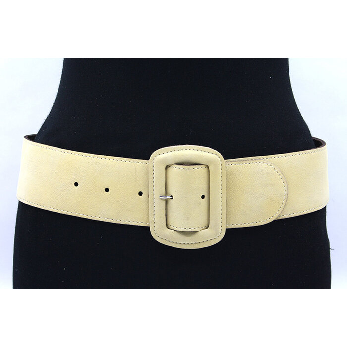 A-Zone Leren dames taille riem zacht geel