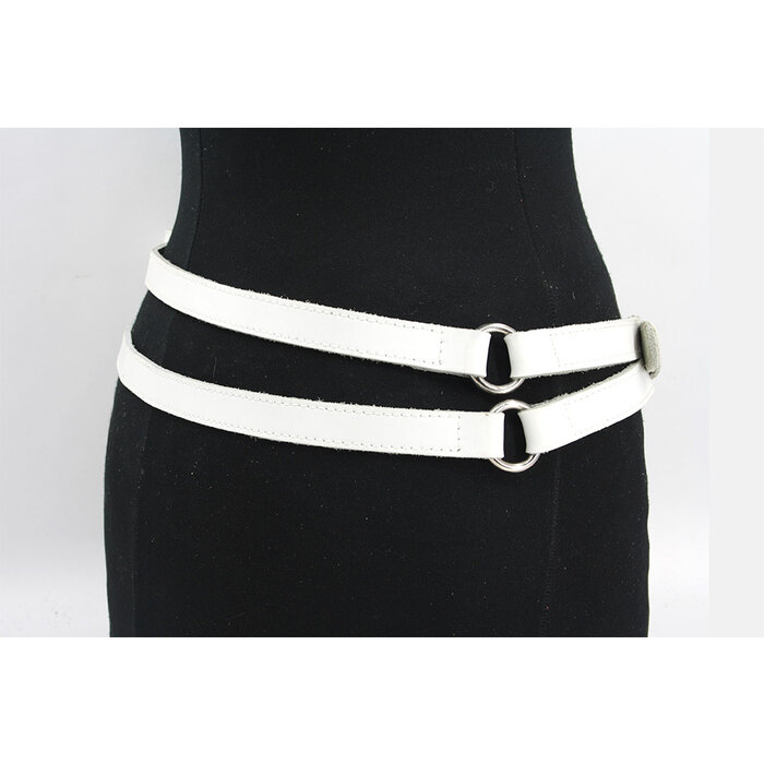 A-Zone Dames afhangriem wit met ringen