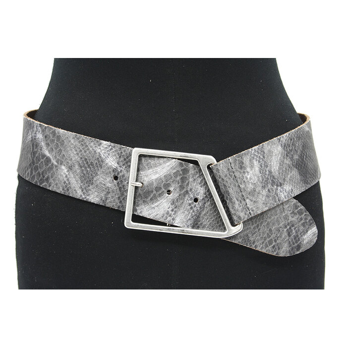 Thimbly Belts Dames brede afhangriem grijs slang