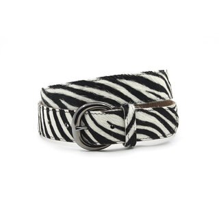 A-Zone Dames riem hair-on wit/zwart met zebraprint