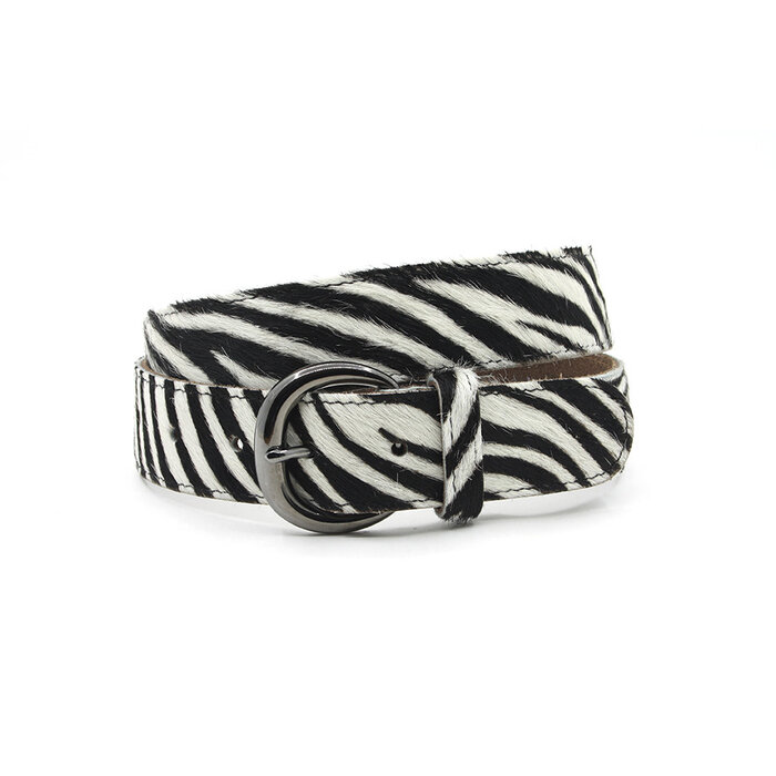 A-Zone Dames riem hair-on wit/zwart met zebraprint