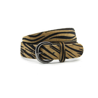 A-Zone Dames riem lichtbruin/zwart zebra hair-on