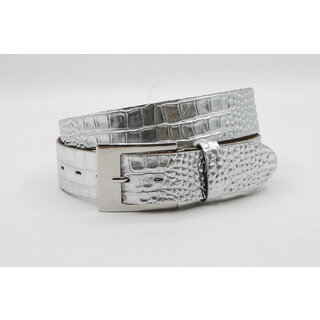 A-Zone Dames riem zilver met croco print