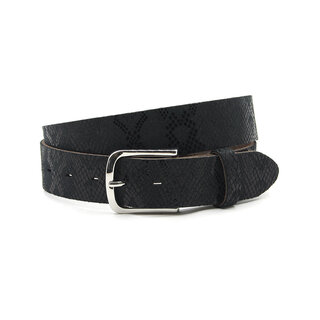 Thimbly Belts Dames riem zwart met hagedis print