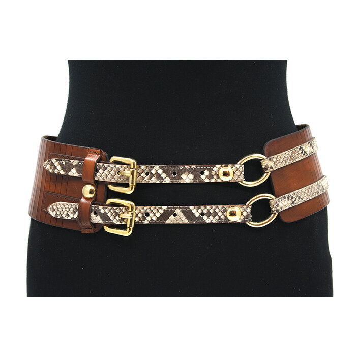 A-Zone Dames afhangceintuur cognac met print