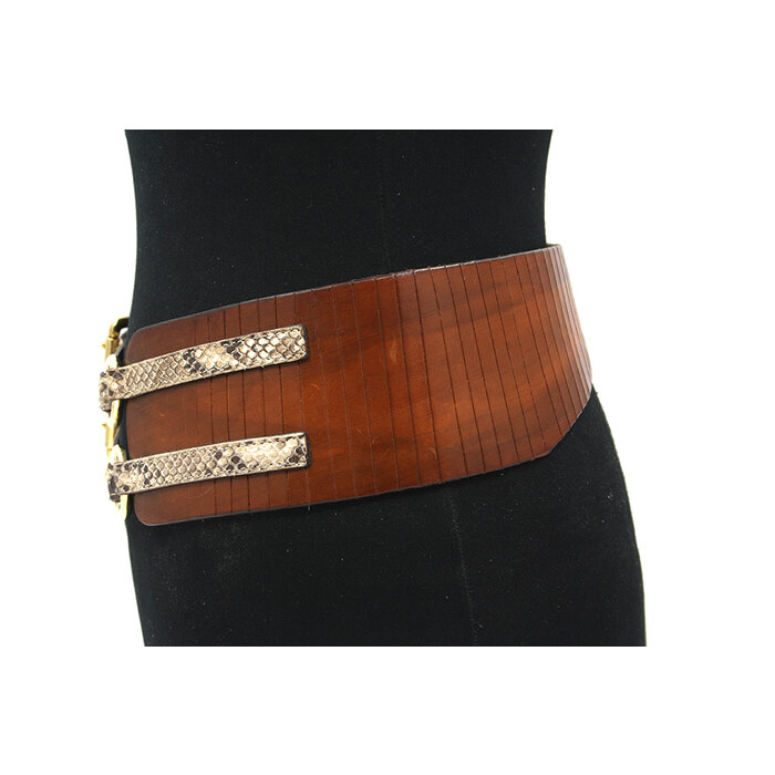 A-Zone Dames afhangceintuur cognac met print