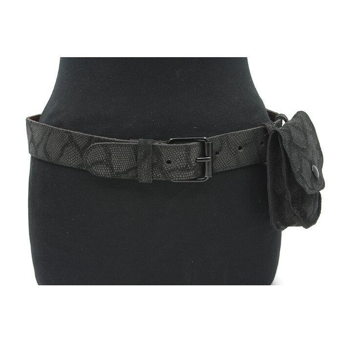 A-Zone Dames ceintuur zwart reptiel