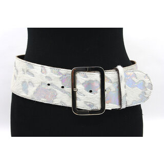 A-Zone Dames riem wit hair-on met zilver