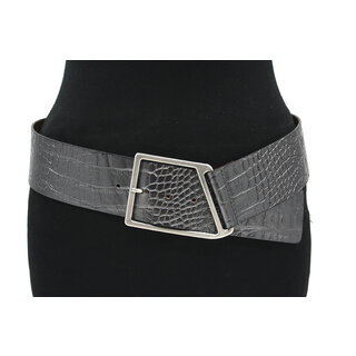 Thimbly Belts Dames brede heupriem donker zilver