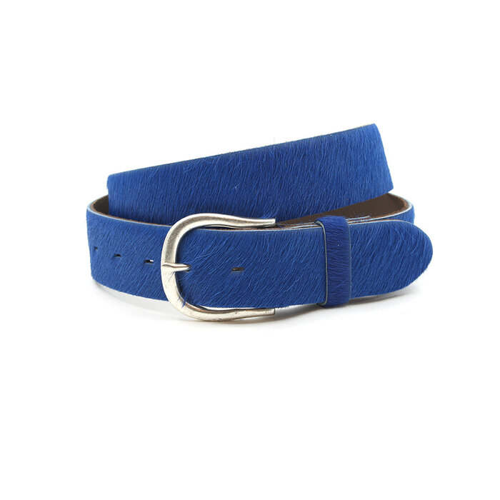 Thimbly Belts Kobaltblauwe hair-on riem