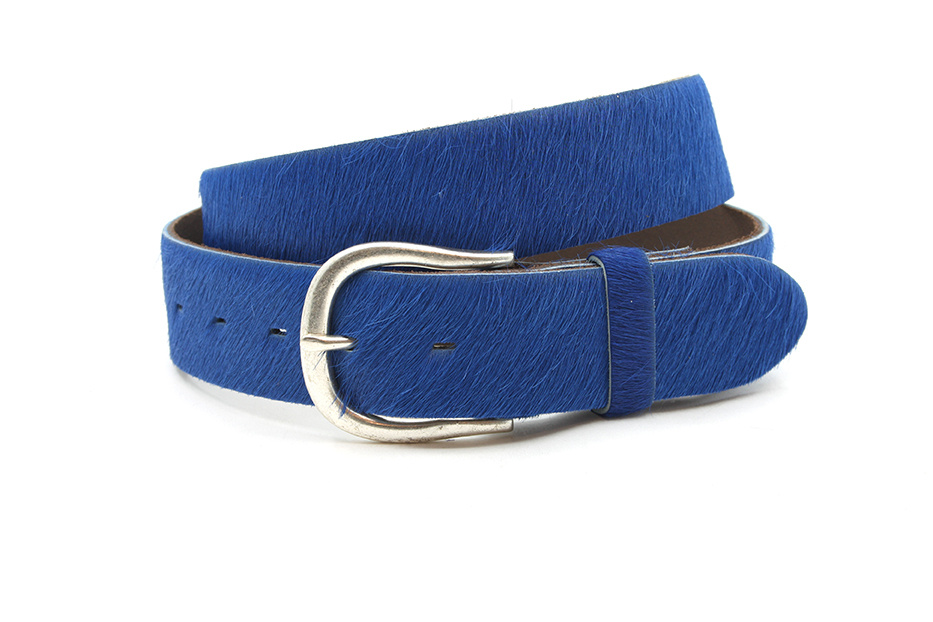 JV Belts Dames hair-on riem kobalt blauw