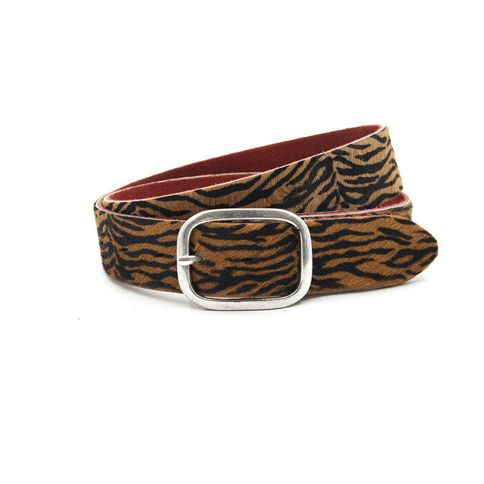 JV Belts Dames jeans riem hair-on cognac zebra