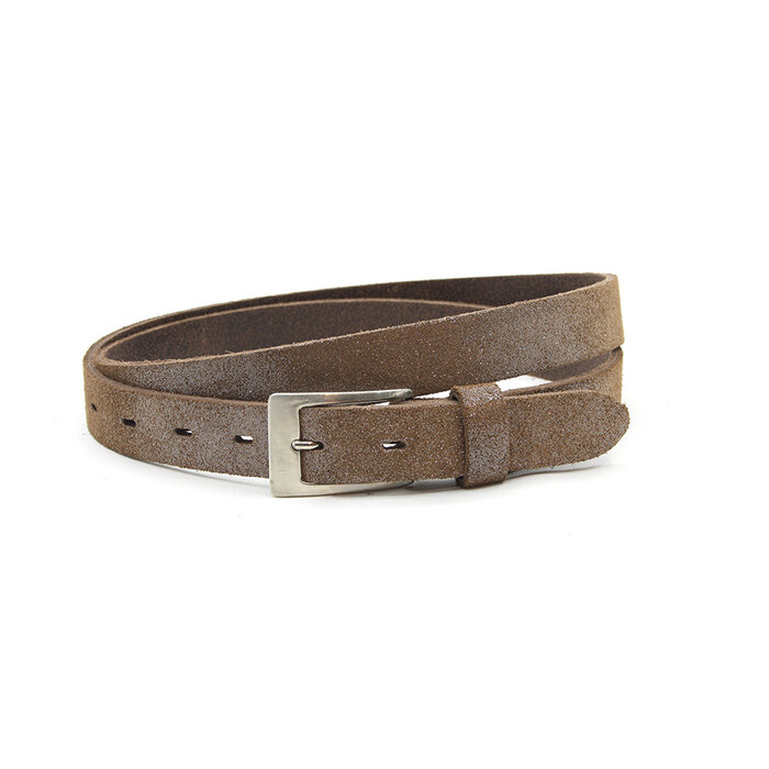 JV Belts Dames riem cognac met zilverglans