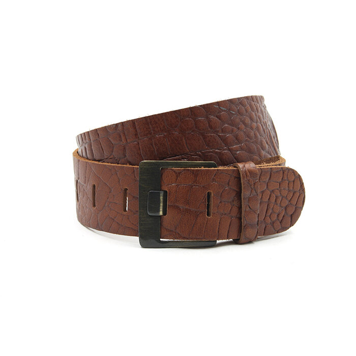 A-Zone Dames tailleriem cognac croco print