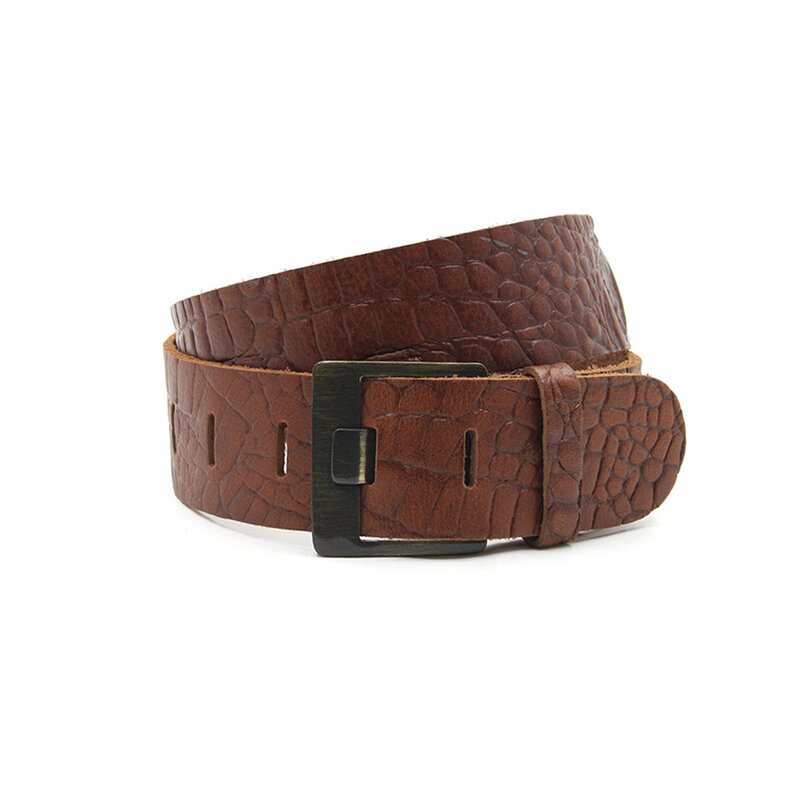 A-Zone Dames tailleriem cognac croco print