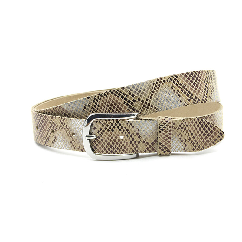 A-Zone Dames riem driekleurig bruin/beige/zilver