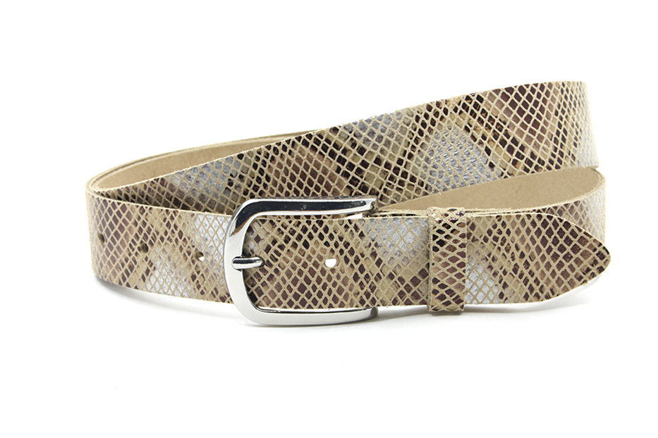 A-Zone Dames riem driekleurig bruin/beige/zilver