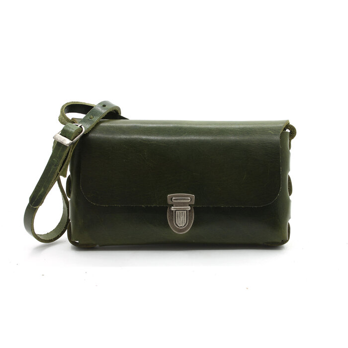 A-Zone Handgemaakt leren tasje groen