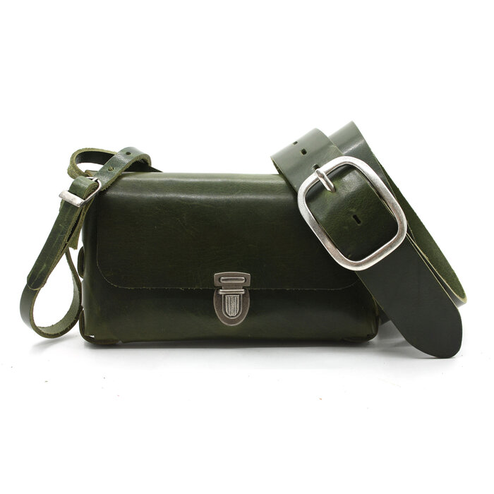 A-Zone Handgemaakt leren tasje groen