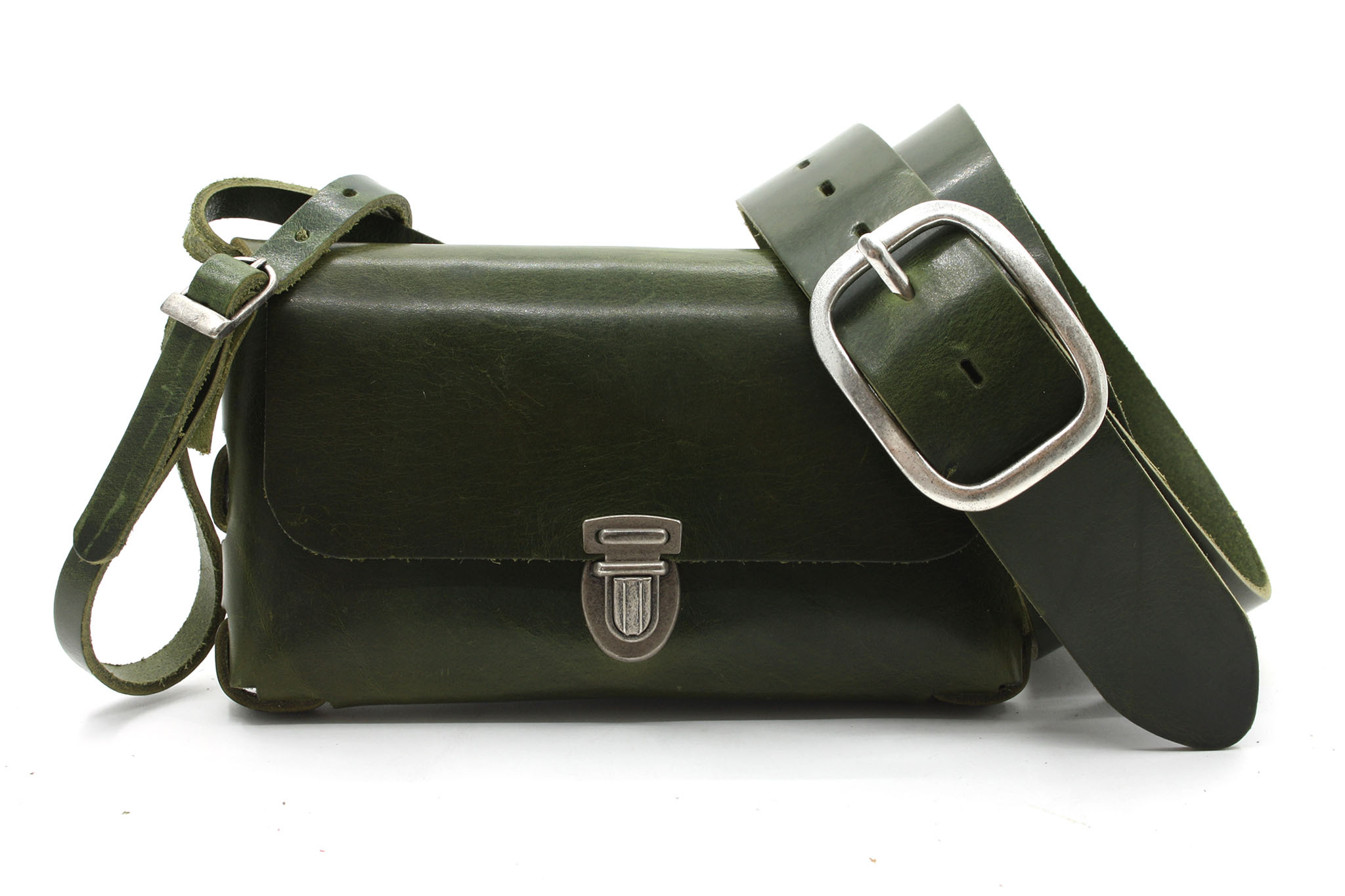 A-Zone Handgemaakt leren tasje groen