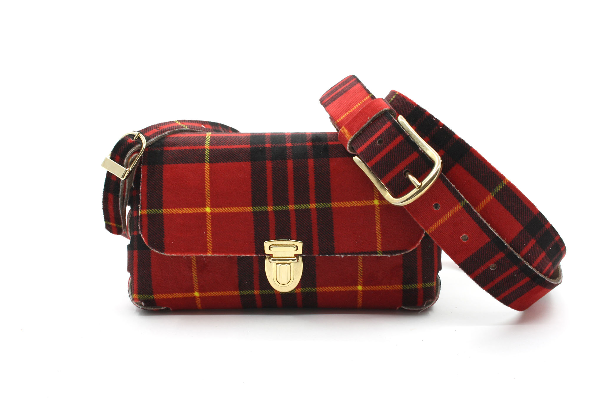 A-Zone Handgemaakt leren tasje met ruit motief