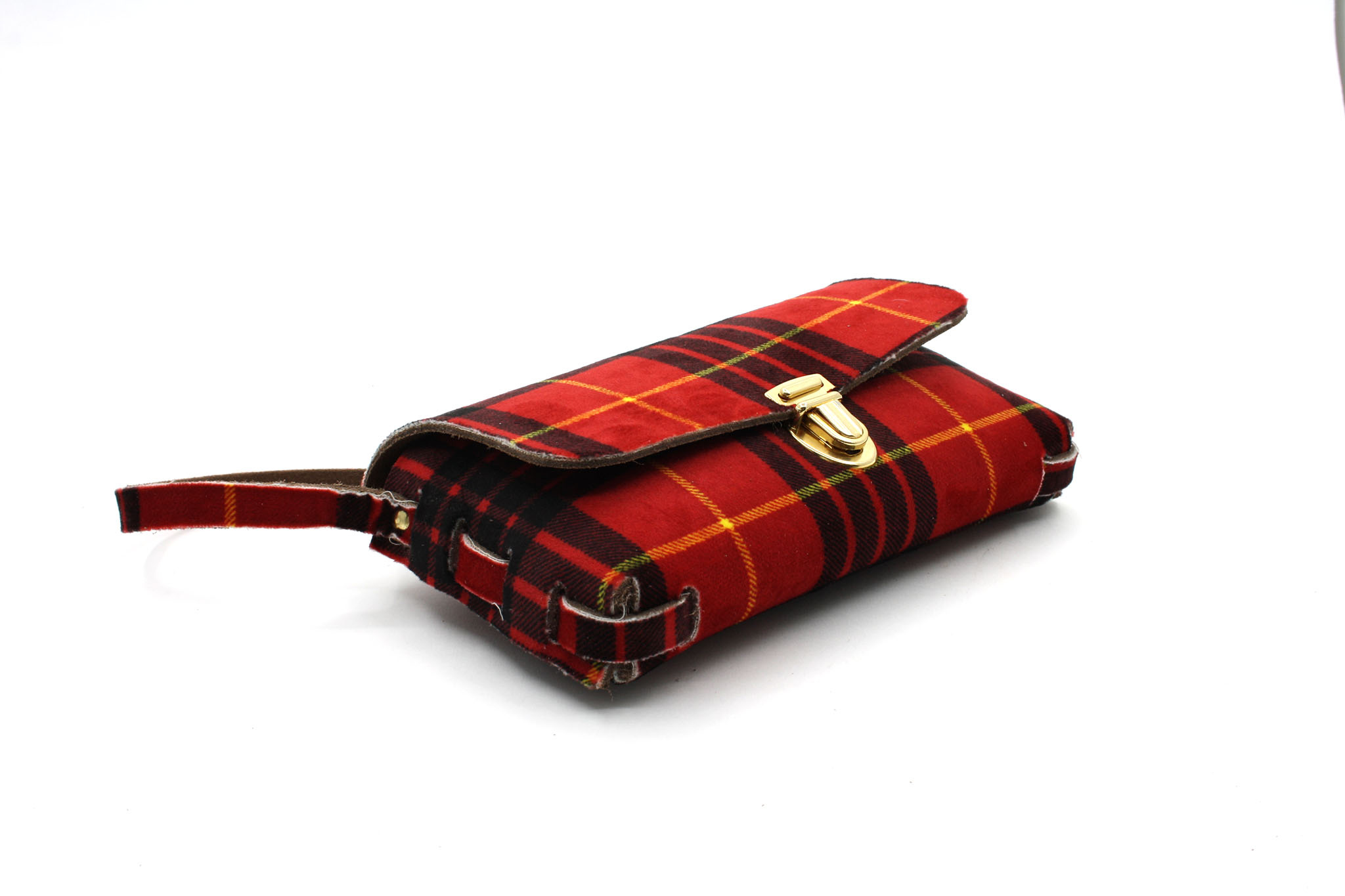 A-Zone Handgemaakt leren tasje met ruit motief