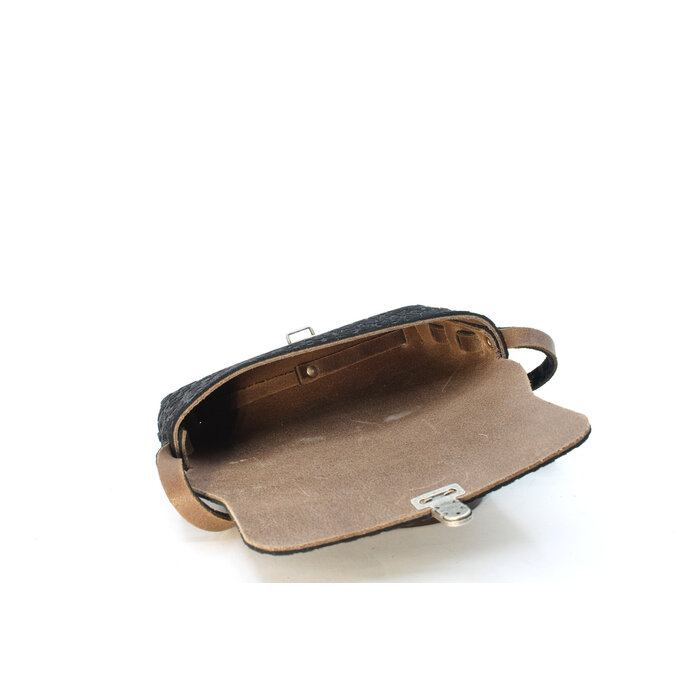 A-Zone Handgemaakt leren tasje met luipaard print fluweel