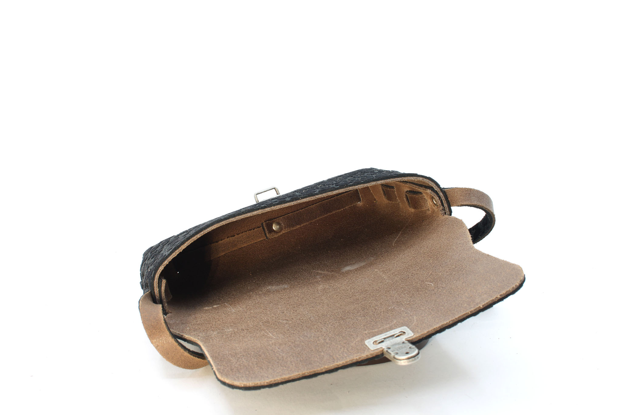 A-Zone Handgemaakt leren tasje met luipaard print fluweel