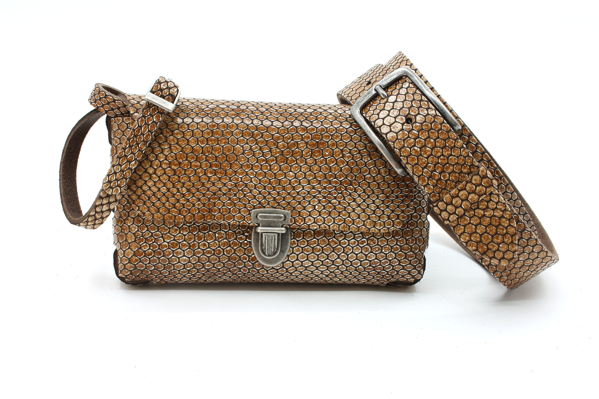 A-Zone Handgemaakt  leren tasje fantasie print