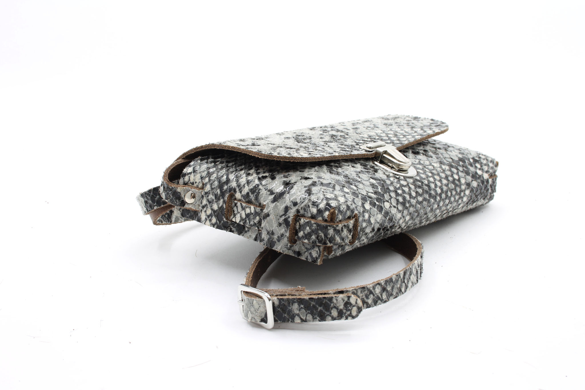 A-Zone Handgemaakt leren tasje slangen print