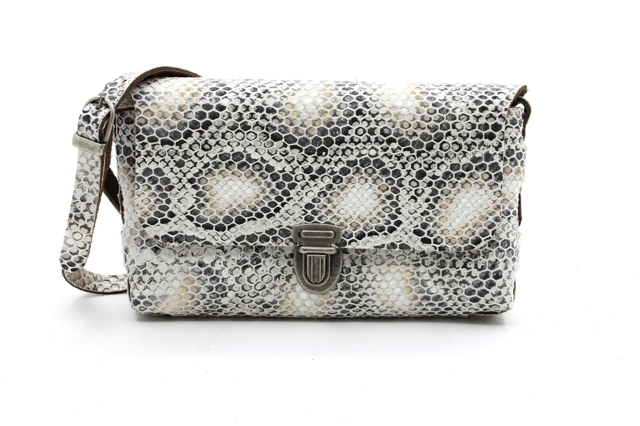 A-Zone Handgemaakt leren tasje croco print