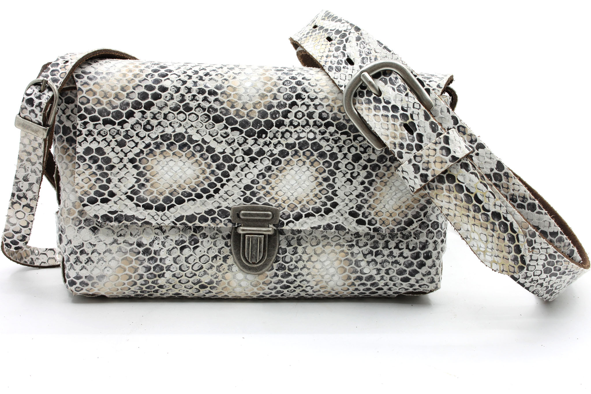 A-Zone Handgemaakt leren tasje croco print