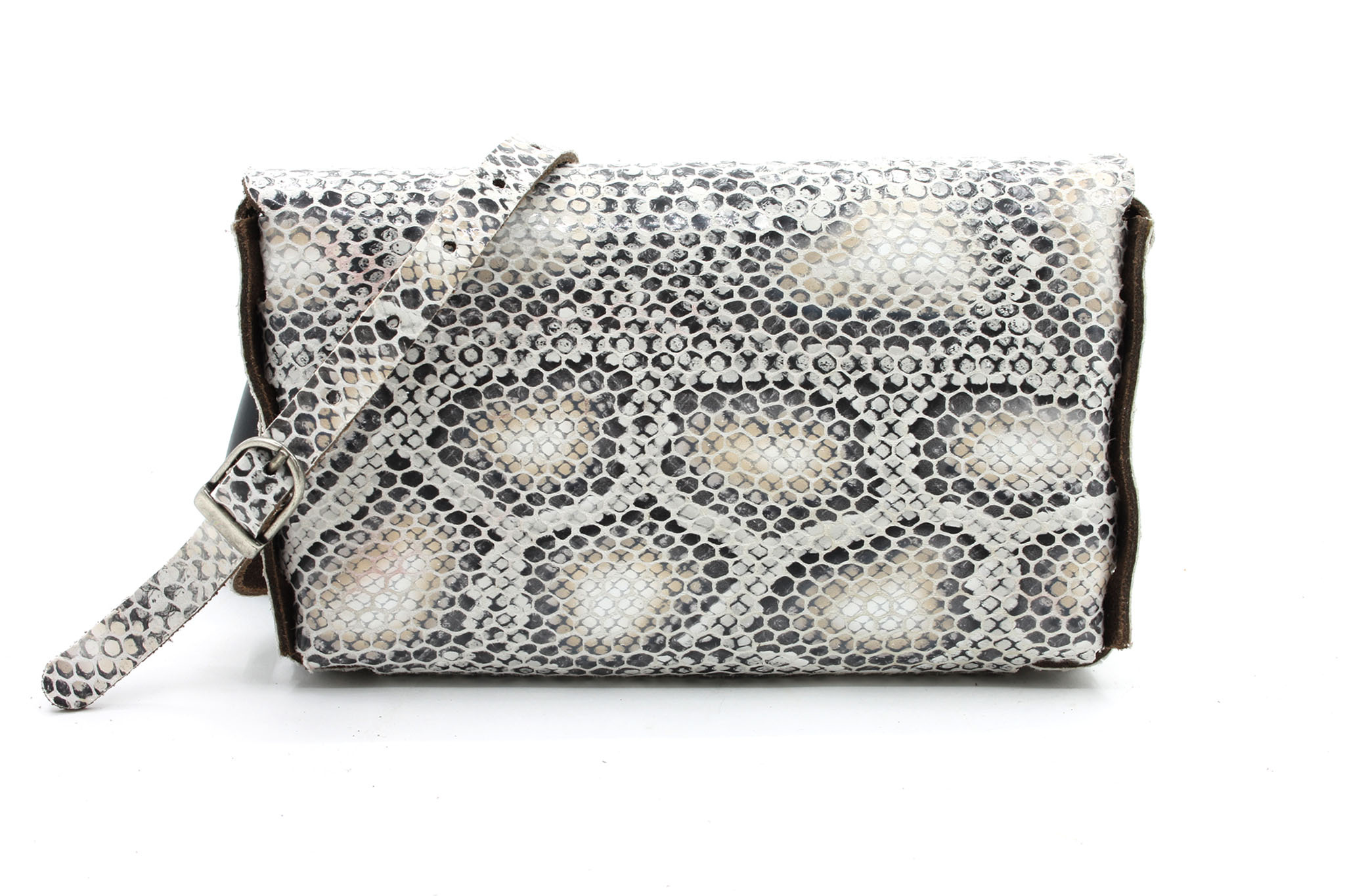 A-Zone Handgemaakt leren tasje croco print