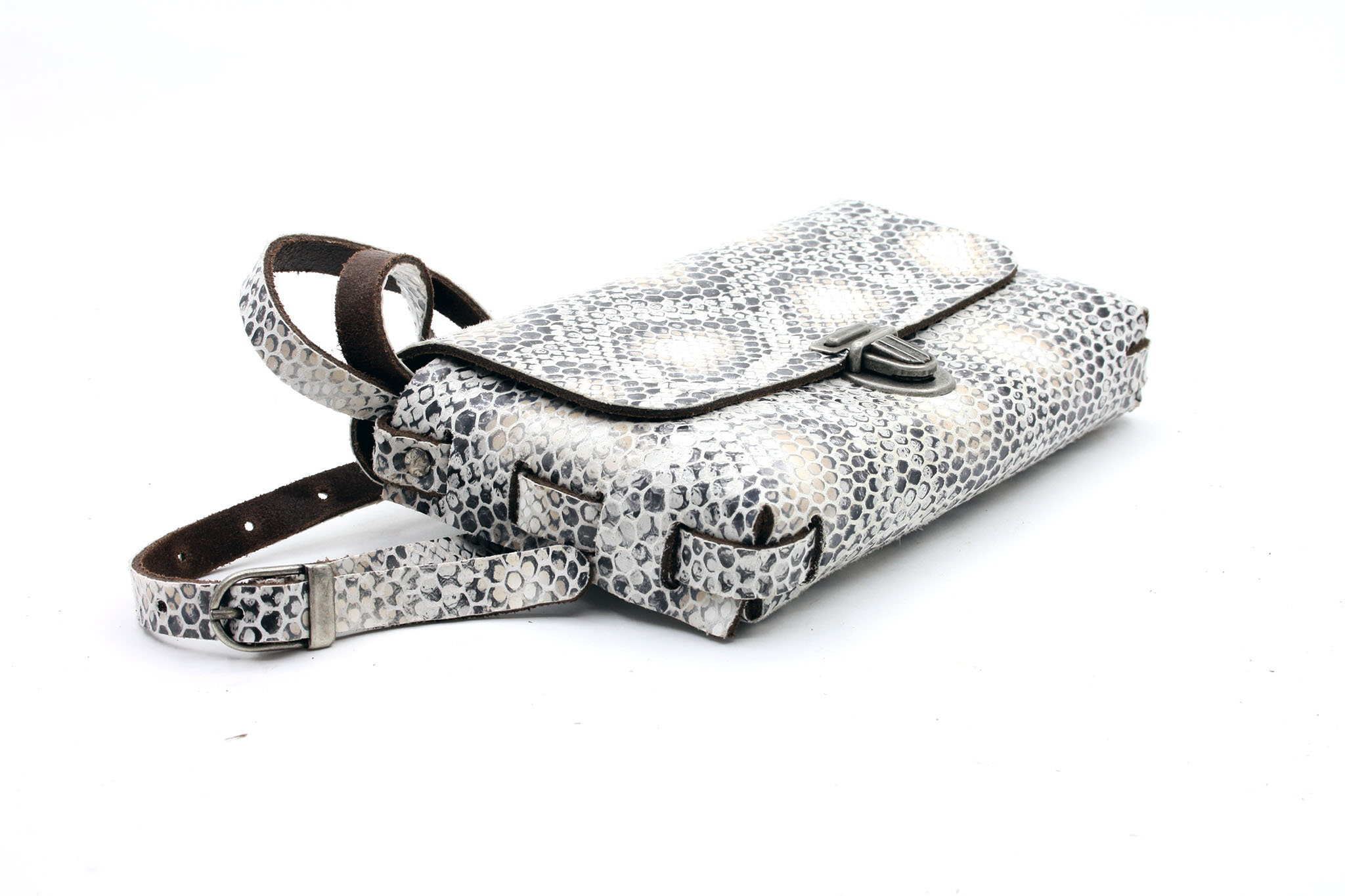 A-Zone Handgemaakt leren tasje croco print