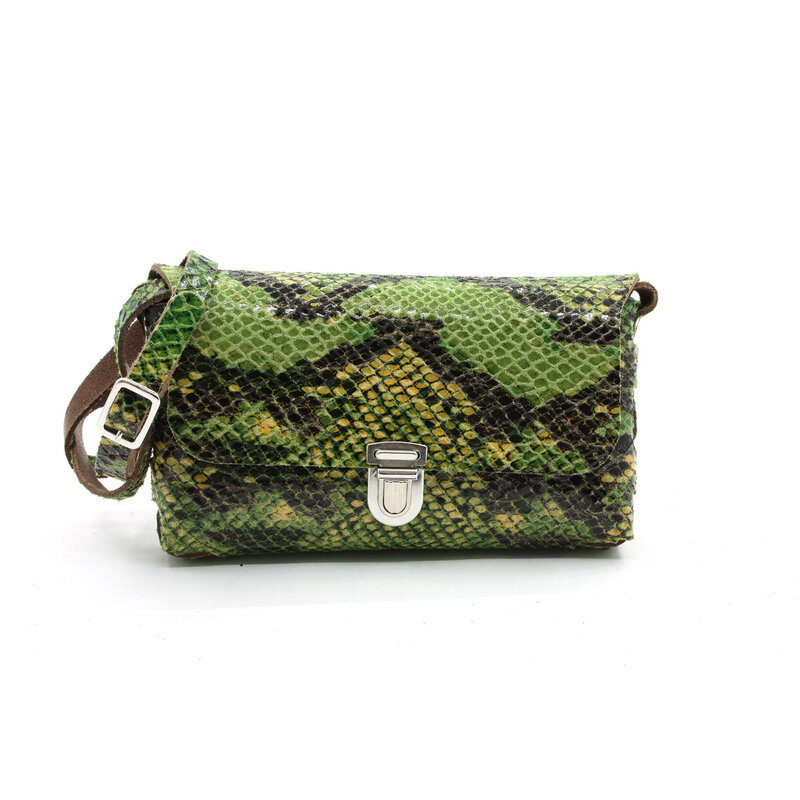 A-Zone Handgemaakt leren tasje croco print