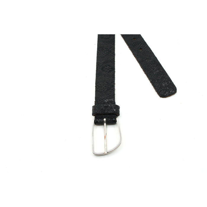 A-Zone Dames riem zwart met croco print