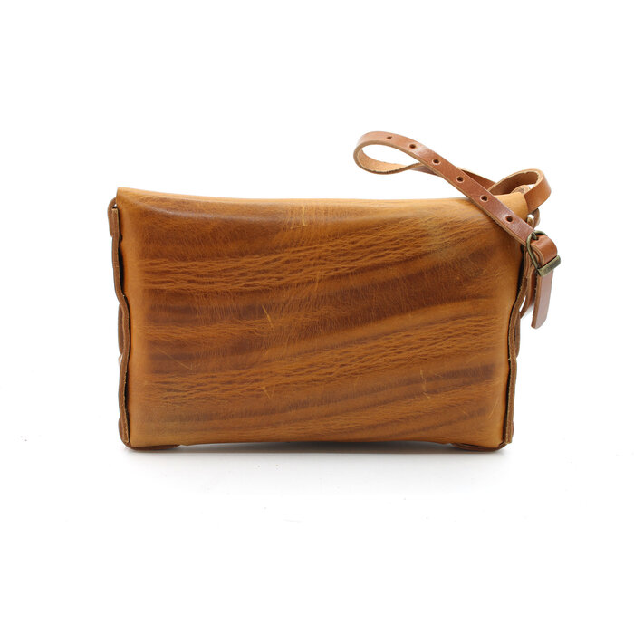 A-Zone Handgemaakt vol nerf leren tasje cognac